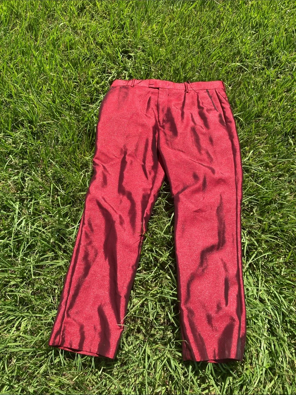 INC International Concepts Wine Red Blazer with Black Trim & Matching Pants